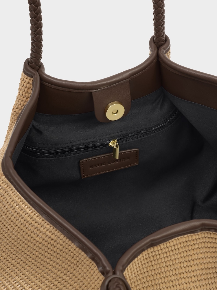 Καφέ - Μικρή τσάντα ώμου Katie Loxton Oyster Nova Raffia Τσάντα Tote - Εικόνα 5 του 5