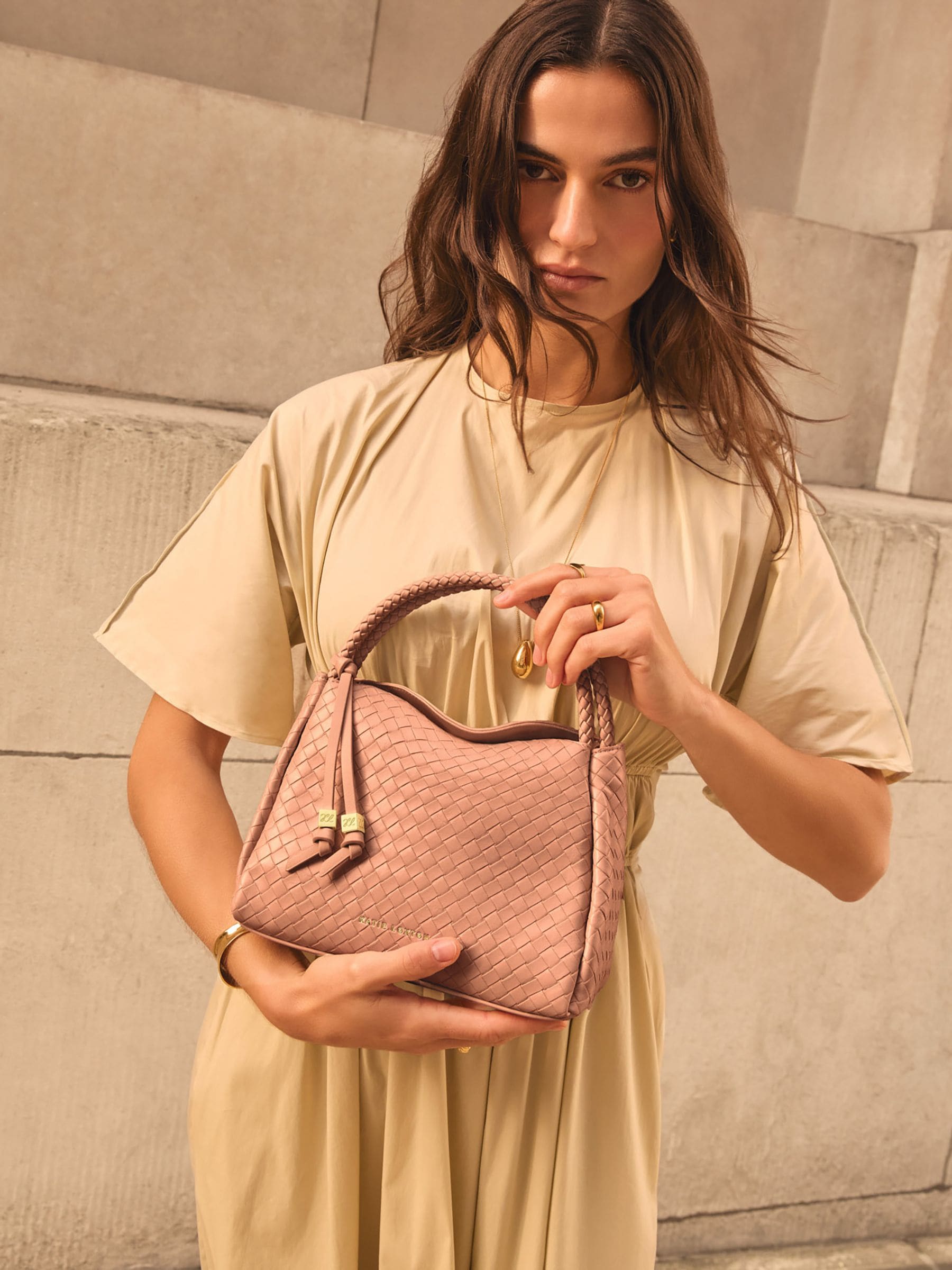 【新品】Novia for theory Luxe land scape bag Buy Katie Loxton Pink Nova Woven Texture Top Handle Bag from the
