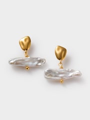 Katie Loxton Tone Sol Pearl T-Bar Earrings - Image 1 of 3