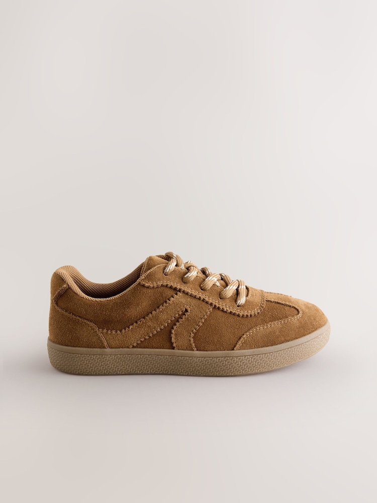 Tan Brown Suede Standard Fit (F) Retro Trainers - Image 2 of 4 Tan Brown Suede Standard Fit (F) Retro Trainers - Image 2 of 4