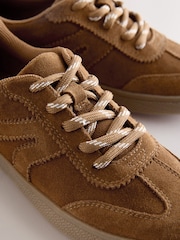 Tan Brown Suede Standard Fit (F) Retro Trainers - Image 3 of 4