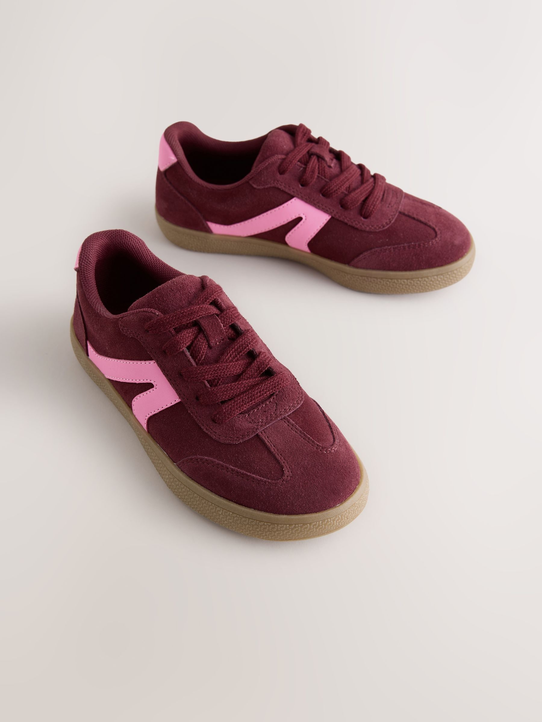 Buy Burgundy Red Suede Standard Fit (F) Retro Trainers from Next USA