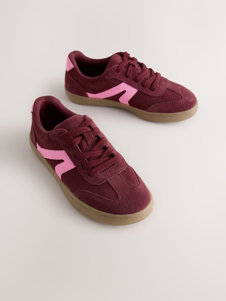 Burgundy Red Suede Standard Fit (F) Retro Trainers - Image 1 of 4 Burgundy Red Suede Standard Fit (F) Retro Trainers - Image 1 of 4