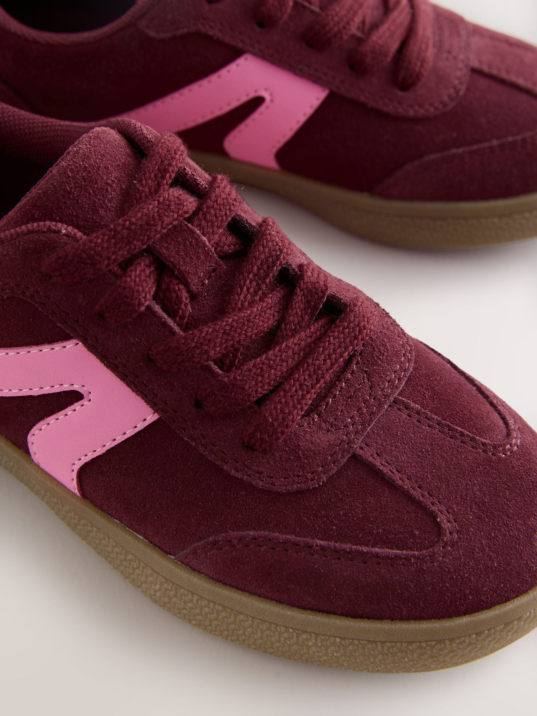 Buy Burgundy Red Suede Standard Fit (F) Retro Trainers from Next USA