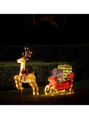 Lights4fun Brown Red Blue White Green Yellow 1m Reindeer and Sleigh with Presents LED 3D Figure - Image 1 of 1