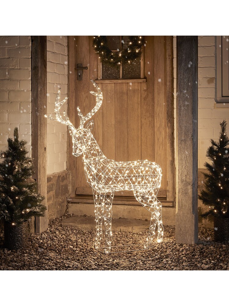 Lights4fun Silver 12m Duchy Stag Dual Colour Micro LED Light Up Reindeer - Image 1 of 3