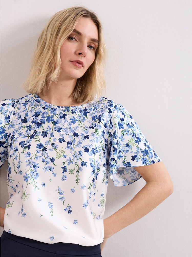 Phase Eight Blue Rowan Floral Top - Image 2 of 6