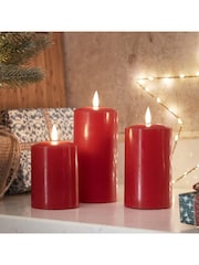 Lights4fun Red TruGlow LED Pillar Candle Trio - Image 1 of 6