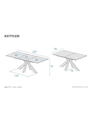 Kettler Cream Oslo 6 Seater Extending Dining Table - Image 5 of 7