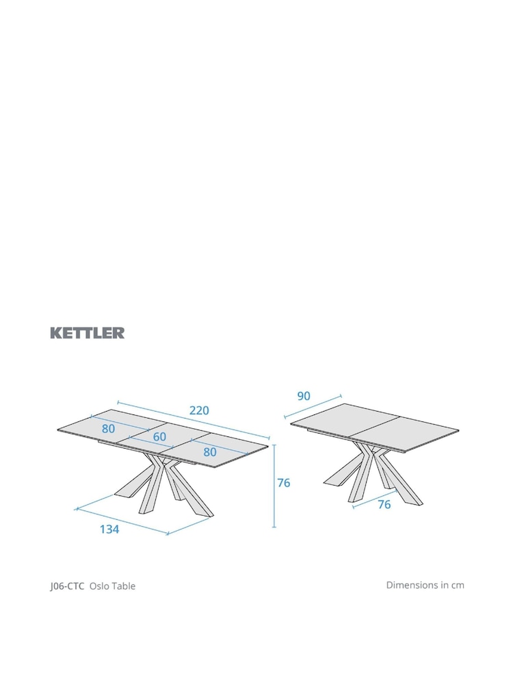 Kettler Cream Oslo 6 Seater Extending Dining Table - Image 5 of 5