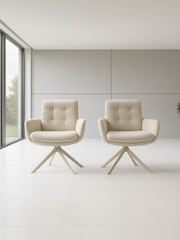 Kettler Set of 2 Cream Joey Swivel Armchairs - Image 1 of 5