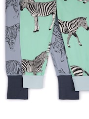 Chelsea Peers Green Kids Two Pack Zebra / Tiger Print Long Pyjamas Set - Image 5 of 5