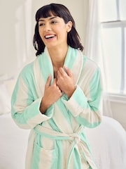 Roupão de algodão felpudo listrado Chelsea Peers - Imagem 2 de 4