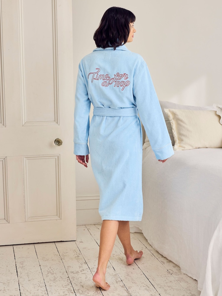 Chelsea Peers コットン タオル地 Good Morning 刺繍入り ドレッシングガウン - 画像 4 / 4