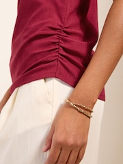 Friends Like These Burgundy Red V-Neck Lace Trim Top - Image 4 of 5