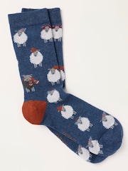 FatFace Navy Sheep Socks - Image 1 of 2