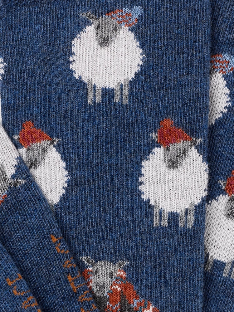 FatFace Navy Sheep Socks - Image 2 of 2