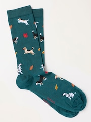FatFace Green Dog Socks - Image 1 of 2