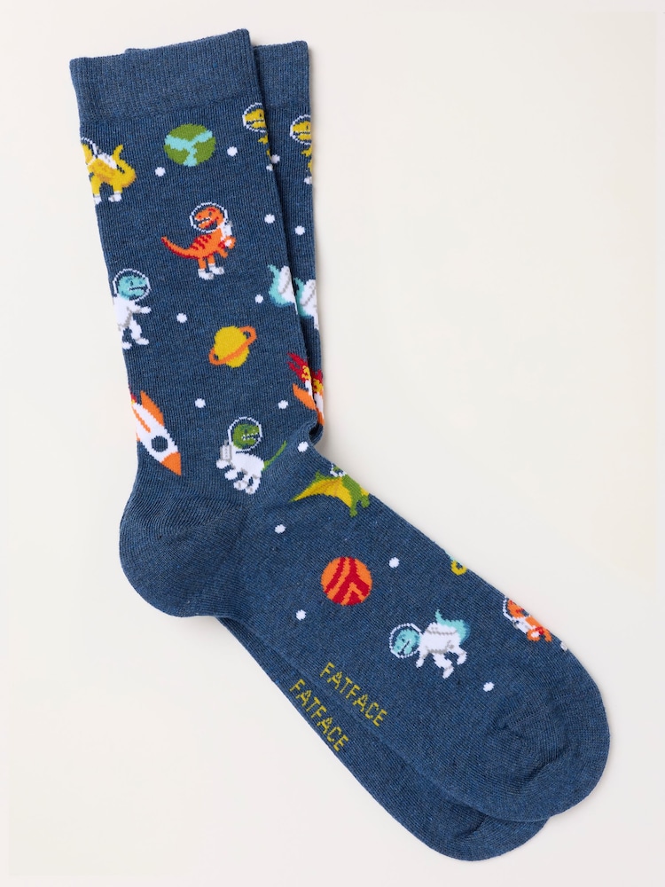 FatFace Navy Space Dino Socks - Image 1 of 2 FatFace Navy Space Dino Socks - Image 1 of 2