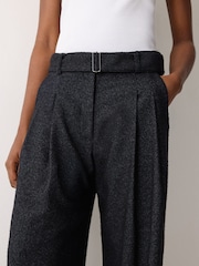 Jigsaw Blue Stanley Flecked Belted Trouser - Image 3 of 6