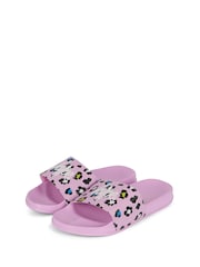 Hype Lilac Purple Leopard Sliders - Image 1 of 4