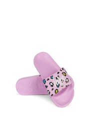 Hype Lilac Purple Leopard Sliders - Image 3 of 4