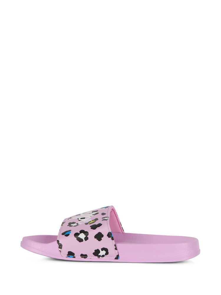 Hype Lilac Purple Leopard Sliders - Image 4 of 4