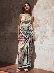 Floral Print Cowl Neck Halter Neck Top - Image 3 of 6