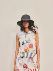 Cream/Red Map Print Shell Top - Image 1 of 8
