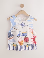 Cream/Red Map Print Shell Top - Image 7 of 8