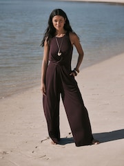 Chocolate Twist Waist Jersey Jumpsuit - Image 2 of 7