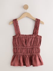 Rust Brown Stripe Shirred Top - Image 6 of 8