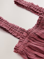 Rust Brown Stripe Shirred Top - Image 8 of 8