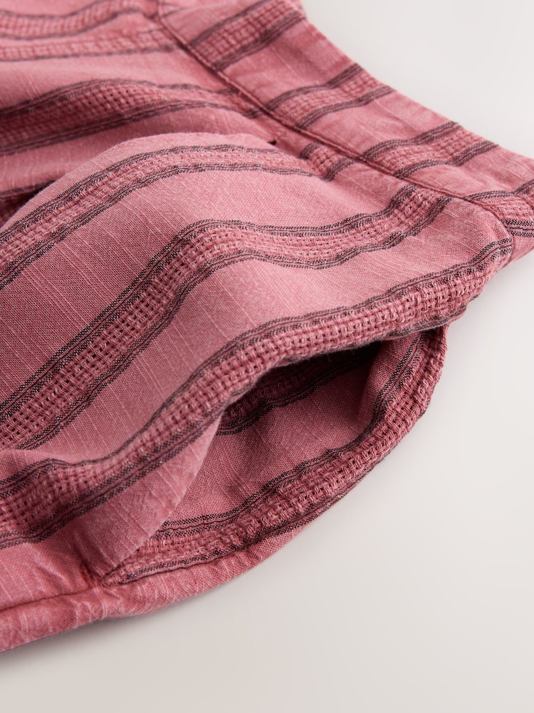 Rust Brown Stripe Pleat Front Bermuda Shorts - Image 8 of 8