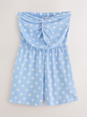 Blue/White Polka Dot Twist Front Bandeau Playsuit - Image 6 of 9