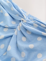 Blue/White Polka Dot Twist Front Bandeau Playsuit - Image 7 of 9