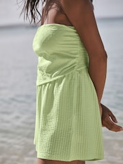 Lime Green Broderie Jersey Hanky Hem Bandeau Playsuit - Image 3 of 6