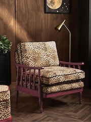 Rockett St George Leopard Love Velvet Rebel Spindle Accent Chair - Image 1 of 8