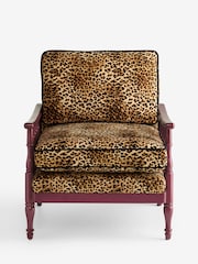 Rockett St George Leopard Love Velvet Rebel Spindle Accent Chair - Image 5 of 8