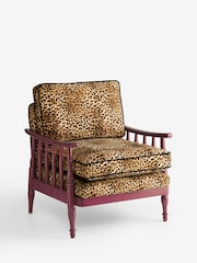 Rockett St George Leopard Love Velvet Rebel Spindle Accent Chair - Image 6 of 8