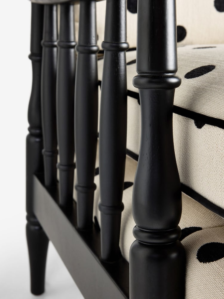 Rockett St George Polka Noir Monochrome Rebel Spindle Accent Chair - Image 11 of 11