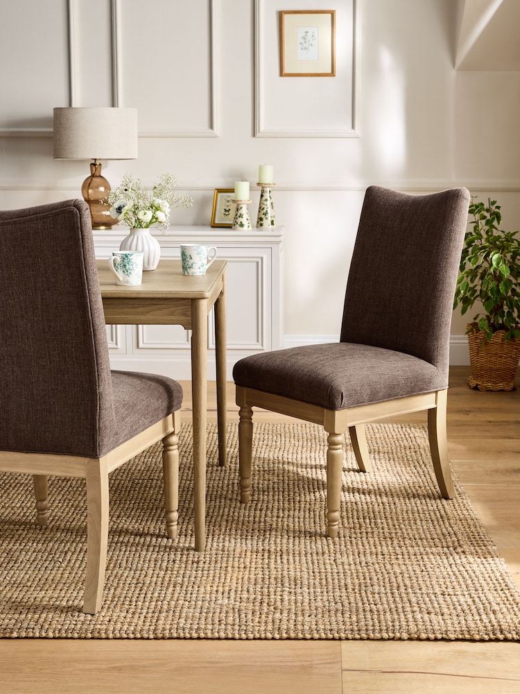 Laura Ashley Set of 2 Audra Hazlenut Sarsden Dining Chairs - Image 1 of 7