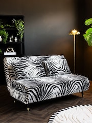 Rockett St George Zebra Woven Black  Cream Mabel Large 2 Seater Sofabed - Image 1 of 10