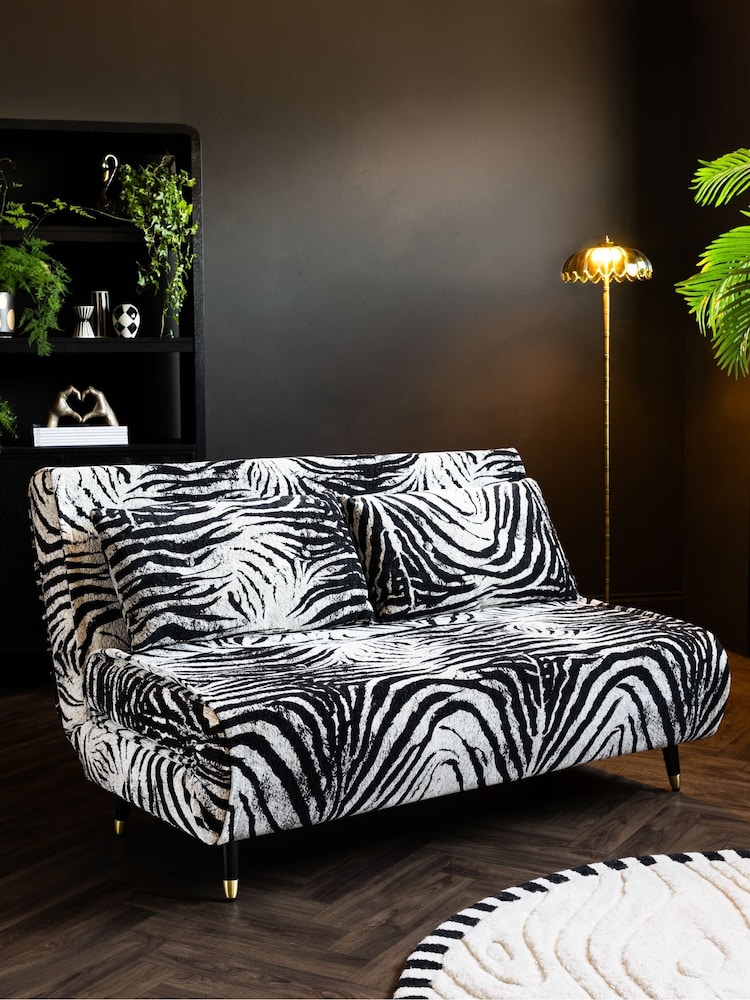 Rockett St George Zebra Woven Black Cream Mabel Large 2 Seater Sofabed - Image 1 of 10 Rockett St George Zebra Woven Black Cream Mabel Large 2 Seater Sofabed - Image 1 of 10