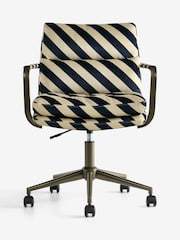 Rockett St George Studio Stripe Velvet Sand and Black The Wild Card Office Chair - Image 10 of 13