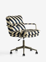 Rockett St George Studio Stripe Velvet Sand and Black The Wild Card Office Chair - Image 11 of 13