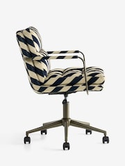 Rockett St George Studio Stripe Velvet Sand and Black The Wild Card Office Chair - Image 12 of 13