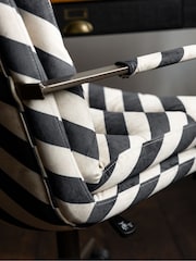 Rockett St George Studio Stripe Velvet Sand and Black The Wild Card Office Chair - Image 6 of 13