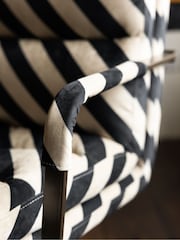 Rockett St George Studio Stripe Velvet Sand and Black The Wild Card Office Chair - Image 7 of 13