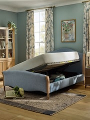 Laura Ashley Doveridge Seaspray Blue Sarsden Wooden And Upholstered Ottoman Storage Bed Frame - Image 3 of 6